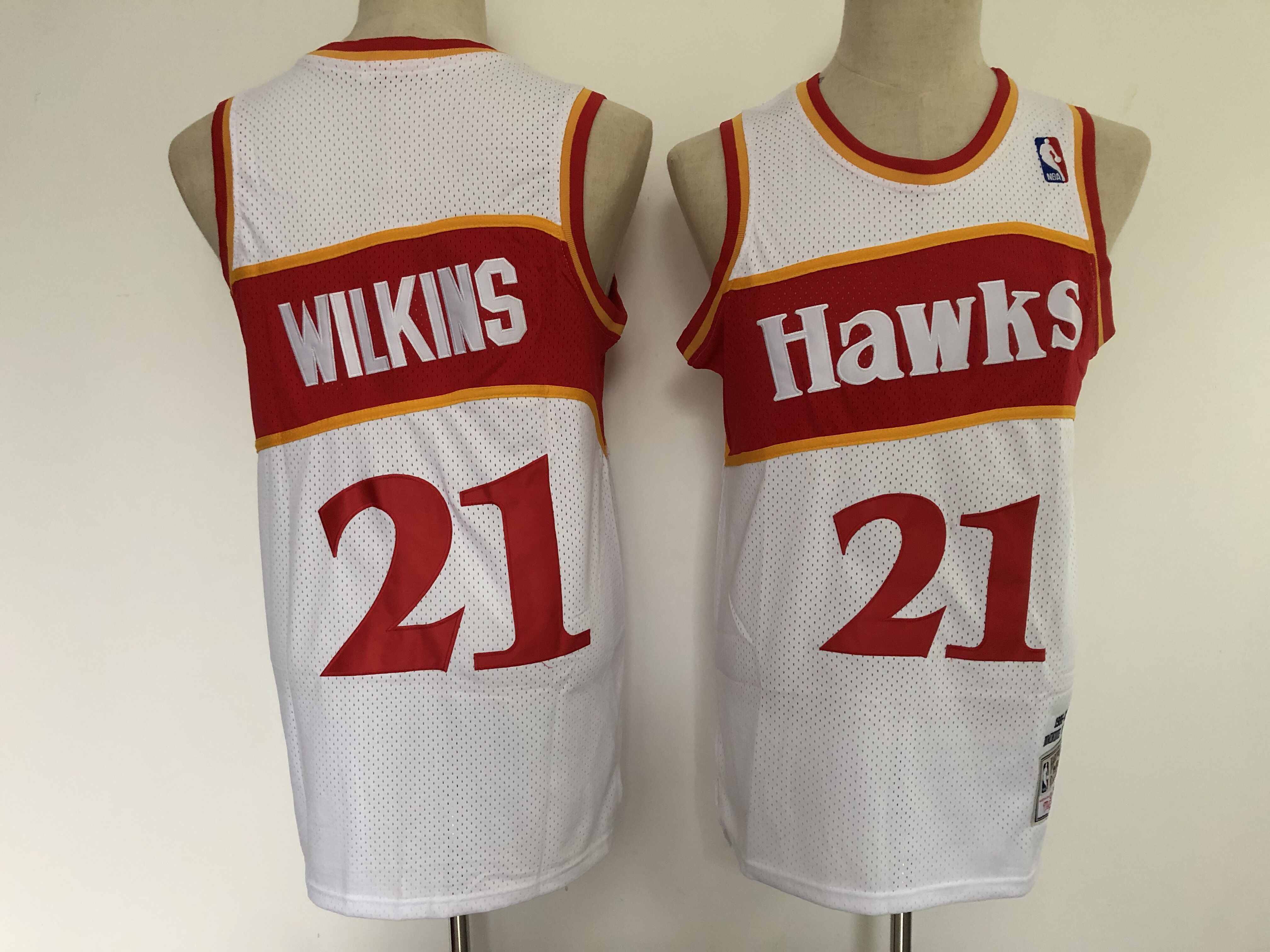 Men Atlanta Hawks #21 Wilkins White Throwback NBA Jersey